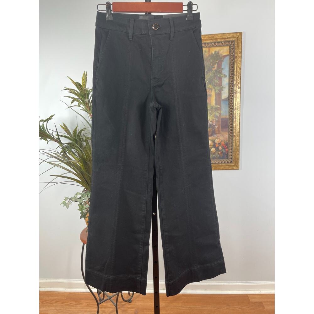 White House Black Market Jeans Womens 0P Black Wide Leg High Rise Corporate Goth